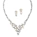Mariell Cultured Freshwater Pearls & CZ Wedding Necklace and Earrings Set for Brides - Rhodium Plated