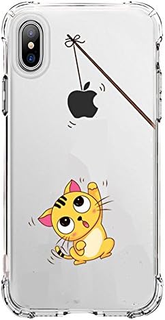 iPhone X Case Clear, Amusing Whimsical Design Bumper TPU Soft Case Rubber Silicone Skin Cover for Apple iPhone X (2017 Release) - Eating Giraffe (cat)