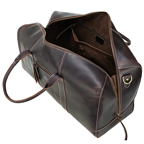 Polare Leather Duffle Weekender Travel Bag For Men With Full Grain