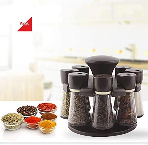 PALAK Plastic Revolving Spice Rack (60ml, Dark Brown) - 8 Pieces