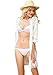 DQdq Women's Lace Cardigan Cover Ups Beachwear Cotton White XL to XXL