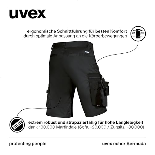 Uvex echor Work Shorts - Short Premium Work Trousers - Men's Cargo Trousers - Stretch Waistband, Lightweight, Elastic & Lots of Storage Space