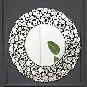 RICHTOP Wandspiegel groß mit Glitzer Jeweled Kristall schwarz Holz