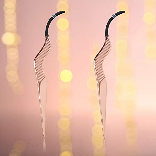 WBCBEC False Eyelashes Applicator Tool Portable Rose Gold Eyelash Extension Tweezers Stainless Steel Remover Clip Nipper