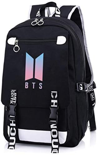 Casual Nylon Kpop BTS Oxford Backpack Multipurpose Daypacks Shoulder College Bag Schoolbag Bookbag black2