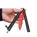 FECEDY 2pcs Red Black Practice Tool Stainless Steel Chain pattern Trainer with Spring Latch for CS GO Training,No sharp,No blade