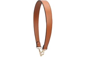 MOISTRI Flat Grain Leather Replacement Straps for Handbags Purse Straps Replacement Crossbody Gold Clasps Women Purse Making 19.29"(49CM) Long Brown