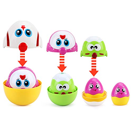 Amy & Benton Chicken Eggs Stacking Toy for 1 2 3 Year Old Nesting Toys for Baby and Toddlers Birthday Gift