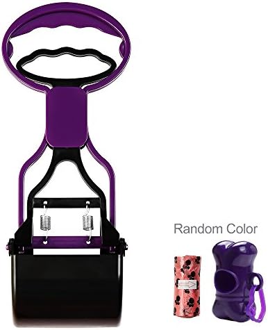 FENGRUIL Pooper Scooper for Dog Pet with Waste Bags Dispenser Outdoor Cat Rubbish Pick Up (purple)