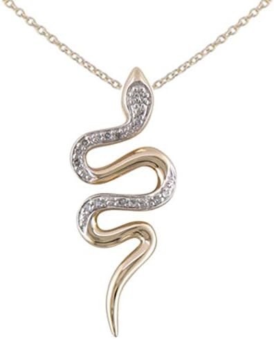 JMS Jewelry 10K Yellow Gold Diamond Snake Animal Pendant with 18" Chain (15)