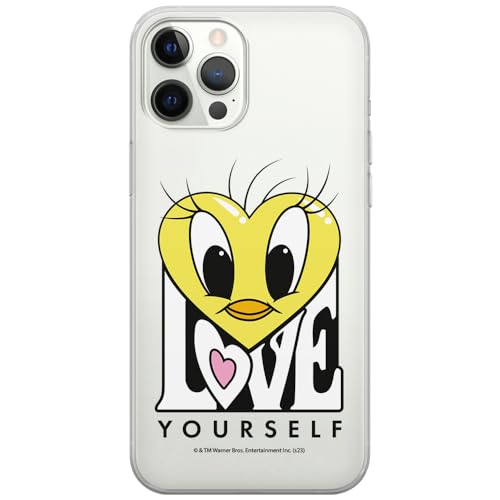 ERT GROUP Funda para teléfono móvil iPhone 12/12 Pro Original y con Licencia Oficial de Looney Tunes con diseño Tweety 015, parcialmente Transparente