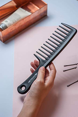 HYOUJIN Black Wide Tooth Comb Detangling Hair Brush,Paddle Hair Comb,Care Handgrip Comb-Best Styling Comb for Long Hair - Thumbnail 3