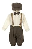 Vintage Dress Suit Bowtie,Suspenders,Knickers Outfit Set-Houndstooth-Brown