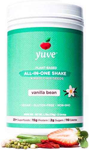 Yuve Vegan Protein Powder with Superfoods - Award Winning Taste - Complete Nutritional Shake - Natural Greens, Plant Based, Non-GMO, Gluten, Dairy, Soy and Lactose Free - Large Tub (Vanilla)