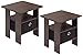 Furinno End Table Bedroom Night Stand, Petite, Dark Brown, Set of 2 primary