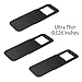 T10 Laptop Camera Cover [3 Pack], 0.03 inches Super Slim Slide Webcam Cover for Computer, iMac, MacBook Pro, Cell Phone, Web Cam Security Cover Protect Your Privacy, Camera Blocker - Black