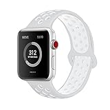 AdMaster Apple Watch Bands 42mm,Soft Silicone Replacement Wristband for iWatch Apple Watch Series 1/2/3 - S/M Pure Platinum/White