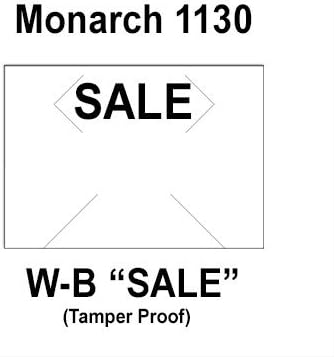 200,000 Monarch 1130 compatible"SALE" White General Purpose Labels for Monarch 1130 Price Guns. Full Case + 8 ink rollers. WITH Security Cuts.