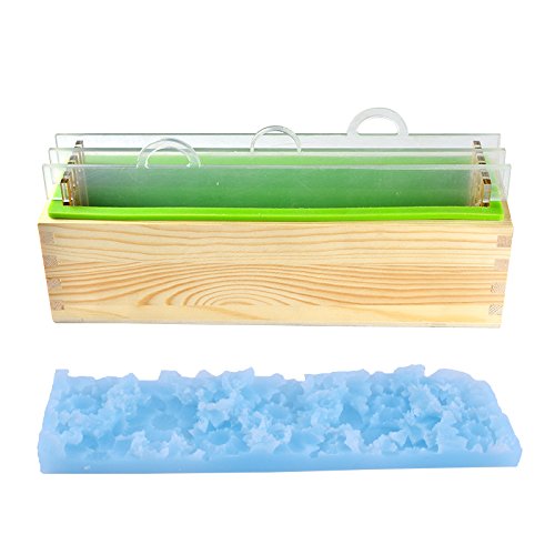 Nicole Silicone Mold Set Handmade Render Loaf Soap Mould with Transparent Vertical Acrylic Dividers & Flower Pattern Mat