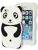 iPhone 6 Plus Case, Bastex 3D Soft Silicone Protective Black and White Happy Panda Design Case Cover for Apple iPhone 6, 5.5 Plus
