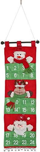 Countdown to Christmas Advent Calendar for Kids and Adult,Christmas Decorations Calendar Hanging Home or Office,Santa Claus Snowman and Reindeer on the Calendar
