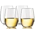 TaZa Unbreakable Stemless Wine Glasses: Elegant Shatterproof Tritan Plastic Outdoor Cups with Weighted Base | Dishwasher-Safe