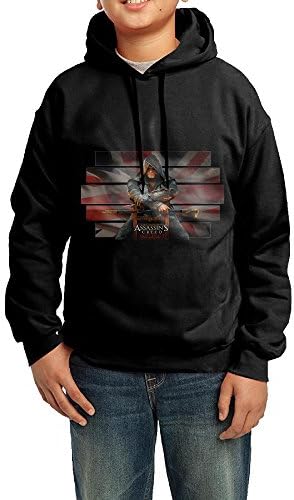 Boys Girls Kids Assassins Creed Syndicate Game Hoodie Black Cotton Hoodie Large