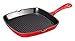 Unicook Cast Iron Grill Pan, 9.25 Inch Square Enameled Skillet, Heavy Duty Nonstick Frying Pan with Pour Spouts, Perfect for Steak, Bacon, Fish, Vegetables, Panini’s and More, Red