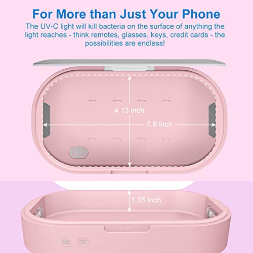 UV Smart Phone Sanitizer Portable UV Lights Cell Phon Sterilizer Phone Cleaner Aromatherapy Function Disinfector for All iPhone Android Cellphone Toothbrush-Pink