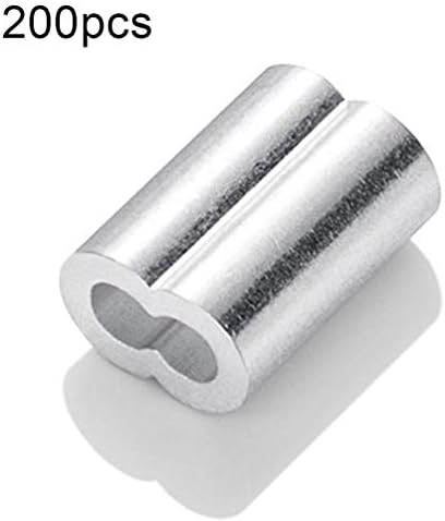 Dupeakya Cable Ferrule, M1.5 200pcs Double Hole Oval Compression Ferrules Cableware Tools Assortment Kit for Securing Steel Wire Rope