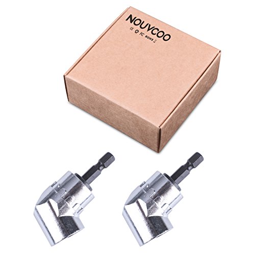 NOUVCOO 2PCS Right Angle Drills,105 Degrees Angle Extension Power Screwdriver Drill Attachment 1/4 inch Hex Magnetic Bit Screwdriver Socket Holder Adapter NC05