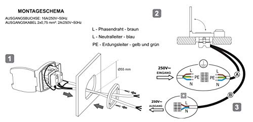 Möbel Einbausteckdose IP44 mit Schalter - All-in-One - naturweiß – Bild 6