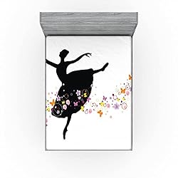 Ambesonne Ballet Fitted Sheet Set, Silhouette of