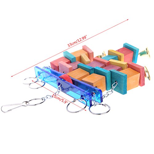 NNDA CO Pet Bird Parrot Parakeet Cockatiel Cage Hammock Swing Hanging Chew Wooden Toys,Wood+Acrylic,33cmx15cm/12.99''x5.9'', 1Pc