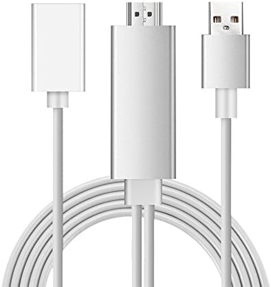 Wire Dongle For iPhone/Android HDMI Converter Cable, PTVwire Dual OS Support ISO and Android Smarphone Lightning Digital AV Cable (silver colour)