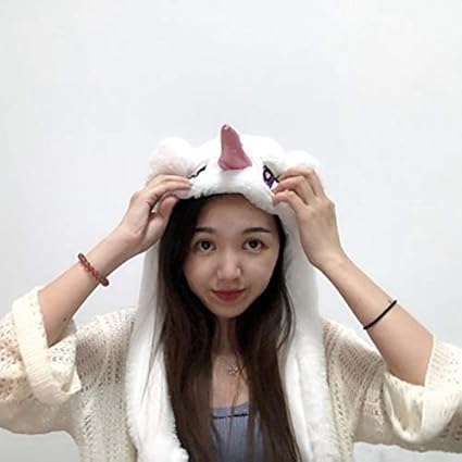 Thboxes Summer Cute Funny Girl Women Hat with Moving Ears A1 Unicorn (White) 60cm Without Lights
