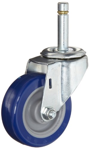 E.R. Wagner Stem Caster, Swivel, Polyurethane on Polyolefin Wheel, Precision Ball Bearing, 450 lbs Capacity, 3" Wheel Dia, 1-3/4" Wheel Width, 3-7/8" Mount Height, 1/2"-13 Stem Dia, 1-1/2" Stem Height