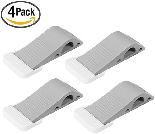 Door Stopper – Set of 4 with 4 Bonus Hooks - Go Simple Premium Decorative Silicone Rubber Door Stop for Carpet, Cement, Wood and Tiles Floor [Designed in USA]