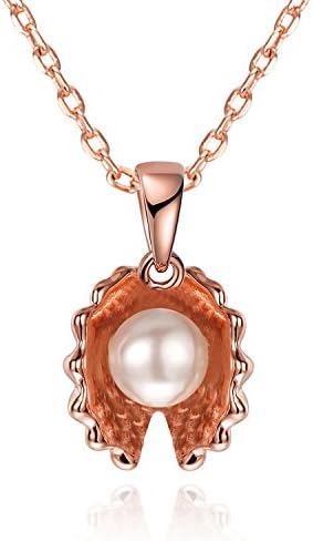Seashell with A Pearl Pendant Necklace 18K Rose Gold Plated Pearl in Shell Conch Charms for Women Jewerly