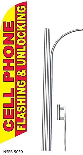 (5) five CELL PHONE FLASHING &amp; UNLOCKING 15' Swooper #8 Feather Flags KIT