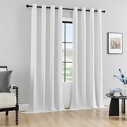 Joydeco White Blackout Curtains 63 Inch Length for