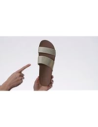 Reef Sandalias de mujer Vista   Diapositivas de cuero vegano para mujeres con plantilla de rebote de cojín