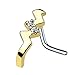 BodyJ4You 4-Pack 20G 0.8mm Nose Ring L-Shape Bend Stud Screw Goldtone Crawler Surgical Steel Nostril Set