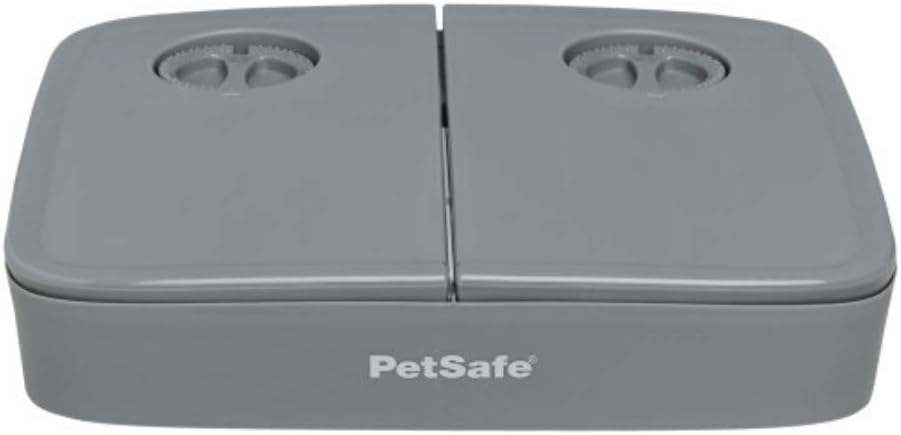 PetSafe 2 Meal Automatic Feeder, Built-in Timers, BPA Free Food Bowl, Suitable for Dry Food,Grey