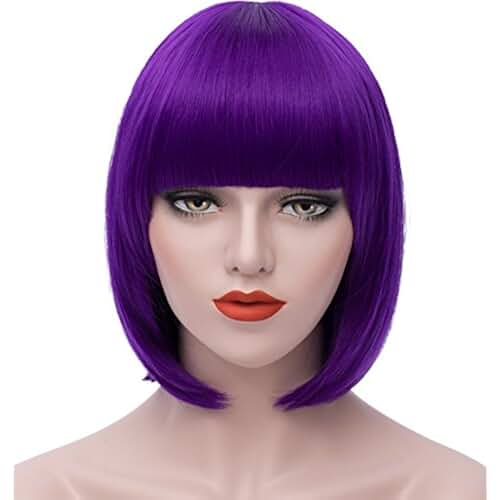 purple short wig