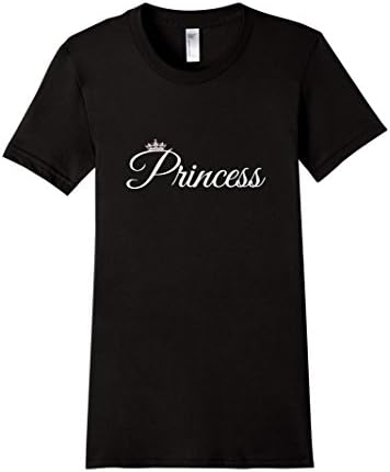 Women's PRINCESS T-Shirt Pink Crown Body Fitting Royal Girl's Shirt Large Black