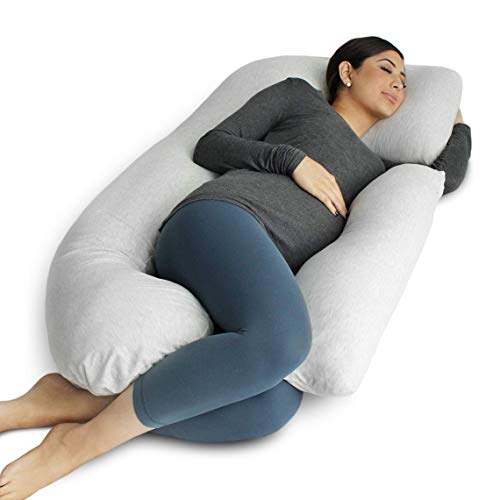 PharMeDoc Pregnancy Pillow, U-Shape Full Body Pillow and Maternity Support with Detachable Extension - Support for Back, Hips, Legs, Belly for Pregnant Women (Best Way To Lay Down While Pregnant)