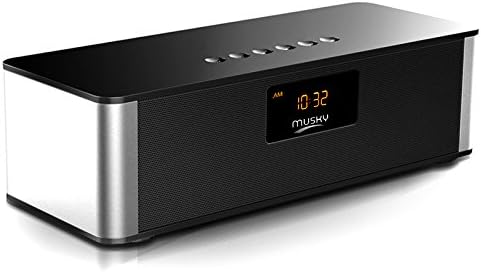 Wireless Bluetooth Speaker 10W Alarm Clock LED Time Display Multimedia HIFI Bluetooth DTS-HD Technology Wireless Stereo Subwoofer FM/ Micro TF/ SD Card USB/ AUX Input 2000mAh Battery (Black)