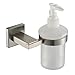 Wall Mount Soap Dispenser with Holder, Angle Simple SUS304 Stainless Steel Liquid Soap Dispenser Hanger, Glass Dish Soap Container, Liquid Detergent Shampoo Lotion Dispenser Bottle, Brushed Nickel