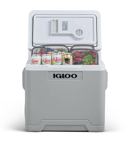 Igloo IE42C elektrische Kühlbox, 12V und 230V, 42L - kompakter Mini-Kühlschrank für Auto, Camping, Urlaub, Boot, Festivals - grosses Volumen mit praktischem Kab